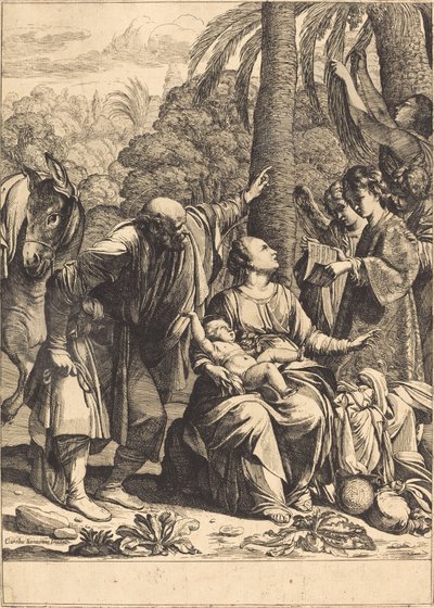 Descanso en la huida a Egipto de Jean Leclerc after Carlo Saraceni