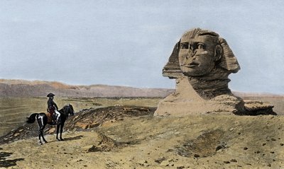 Napoleón y la Esfinge - Campaña de Egipto (1798-1801): Napoleón I Bonaparte (1769-1821) frente a la Esfinge de Gizeh en Egipto de Jean Leon (after) Gerome