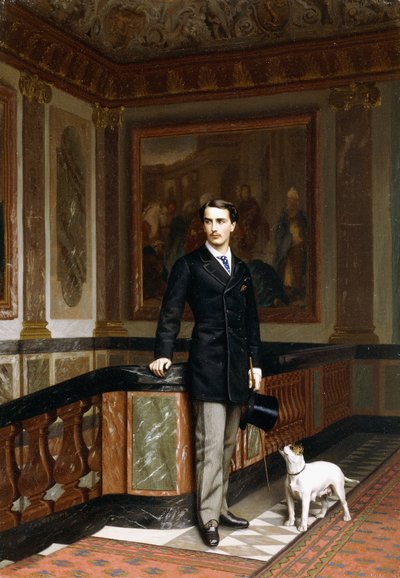Conte de la Rouchefoucauld Duc de Doudeauville con su Terrier de Jean Leon Gerome
