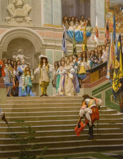 Recepción de Luis II de Borbón Condé, llamado el Gran Condé, por el rey Luis XIV en Versalles en 1674 de Jean Leon Gerome