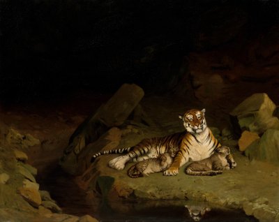 Tigre y cachorros, ca. 1884 de Jean Leon Gerome
