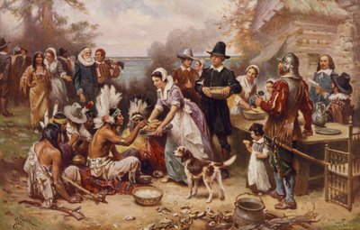El primer Día de Acción de Gracias 1621, c.1932 de Jean Leon Gerome Ferris