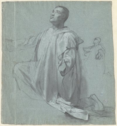 Un joven monje benedictino arrodillado de Jean Leonard Lugardon