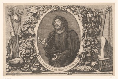 Portret van Tiberio Fiorilli in de rol van Scaramuccia (Scaramouche) de Jean Lepautre (attributed to)