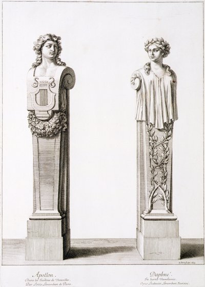 Bustos de Apolo y Dafne de Louis Lerambert en Versalles de Jean Lepautre