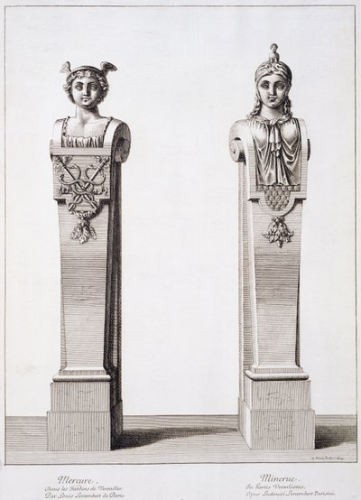 Bustos de Mercurio y Minerva de Louis Lerambert en Versalles de Jean Lepautre