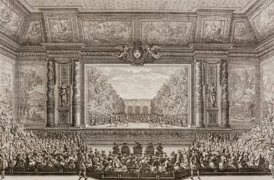 Las fiestas del Amor y de Baco por Jean Baptiste Lully (Giovanni Battista Lulli) (1632-1687) en Versalles 1668 - Las fiestas del Amor y de Baco por Jean-Baptiste Lully representadas en 1668 en el Pequeño Parque de Versalles, durante el festival encargado p de Jean Lepautre