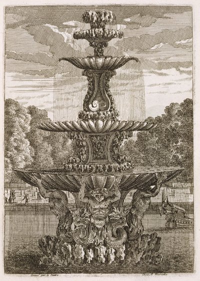 Placa de Fuentes y Chorros de Agua en el Estilo Italiano de Jean Lepautre