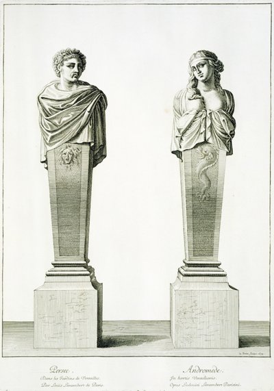 Esculturas que representan a Perseo y Andrómeda por Louis Lerambert en Versalles de Jean Lepautre