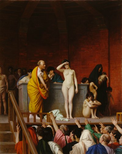 Mercado de esclavos en la Antigua Roma de Jean Leon Gerome