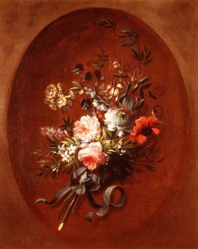 Ramo de rosas, amapolas y otras flores de Jean Louis (attr. to) Prevost