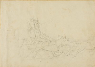 Carroza tirada por cuatro caballos al galope de Jean Louis André Théodore Géricault