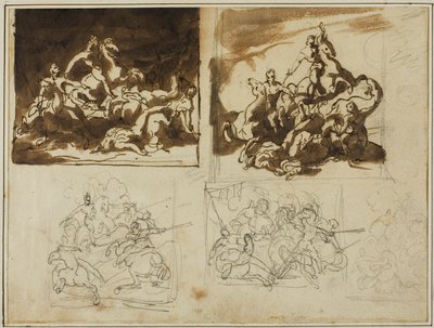 Cinco bocetos para un combate de caballería de Jean Louis André Théodore Géricault