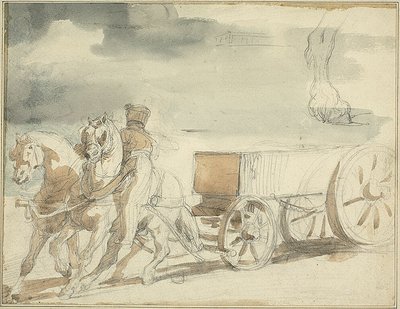 Carro de municiones tirado por dos caballos de Jean Louis André Théodore Géricault