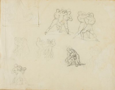 Siete bocetos de parejas de boxeadores o luchadores de Jean Louis André Théodore Géricault