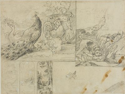 Bocetos de composiciones decorativas de paisajes y animales de Jean Louis André Théodore Géricault