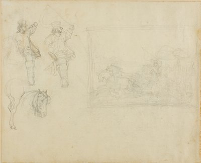 Bocetos de postillones y una diligencia de Jean Louis André Théodore Géricault