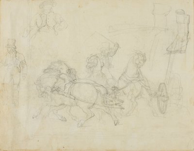 La diligencia tirada por cinco caballos y otros bocetos de Jean Louis André Théodore Géricault