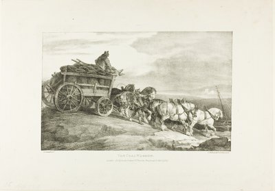 El vagón de carbón, lámina 7 de Varios temas dibujados del natural sobre piedra de Jean Louis André Théodore Géricault