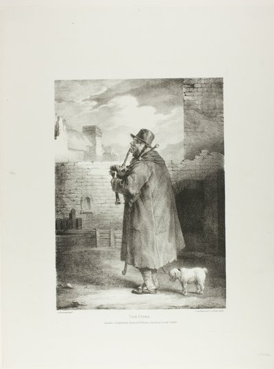 The Piper, lámina 1 de Various Subjects Drawn from Life and on Stone (The English Suite) de Jean Louis André Théodore Géricault