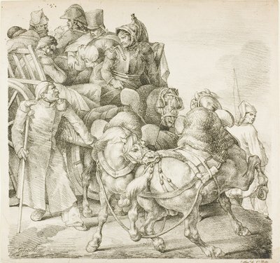 Vagón cargado de soldados heridos de Jean Louis André Théodore Géricault