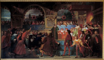 El rey Luis XII proclamado padre del pueblo en los Estados Generales de Tours el 14 de mayo de 1506. Este título se le otorga porque redujo el tamaño del impuesto pagado por los plebeyos de Jean Louis Bezard
