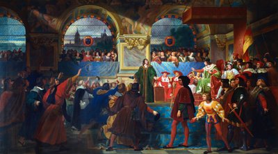 Luis XII proclamado Padre del Pueblo en los Estados Generales de Tours de Jean Louis Bezard