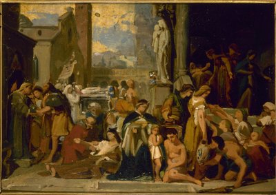 Boceto para la iglesia de St: Las Siete Obras de Misericordia, antes de 1848 (óleo) de Jean Louis Bezard