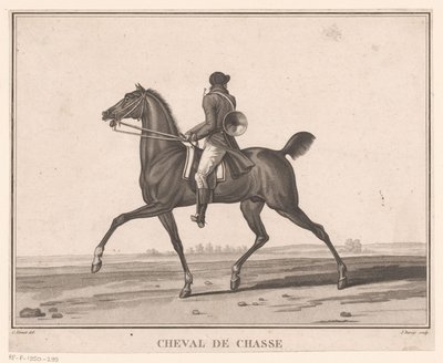Jinete a caballo con cuerno de caza Cheval de Chasse (título sobre el objeto) Sujets de chevaux (título de la serie) de Jean Louis Darcis