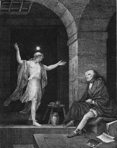 Hesper apareciendo a Colón en prisión, 1800s de Jean Louis Delignon