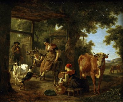 En la granja. Una escena de la vida rural de Jean Louis Demarne