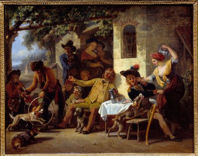 Saltimbanquis frente a una posada de Jean Louis Demarne