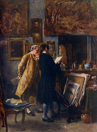 Un artista mostrando su obra, c1850 de Jean Louis Ernest Meissonier