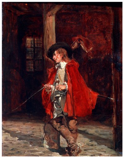Espadachín en una capa roja, siglo XIX de Jean Louis Ernest Meissonier