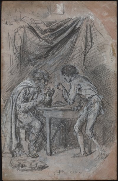 Lazarillo de Tormes robando bebida a un ciego de Jean Louis Ernest Meissonier