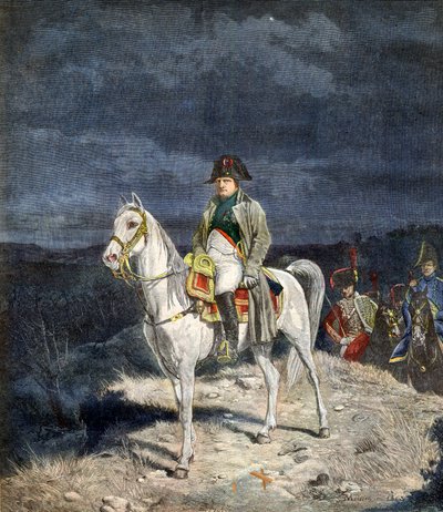 El emperador Napoleón I de Francia a caballo 1814 - grabado después de Meissonier de Jean Louis Ernest Meissonier