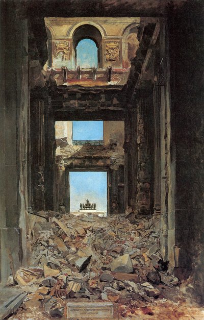 Las ruinas del Palacio de las Tullerías después de la Comuna de 1871, 1877 de Jean Louis Ernest Meissonier
