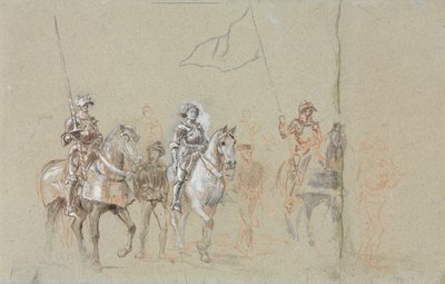 Juana de Arco, c.1889 (grafito, tiza roja, aguadas y gouache en blanco y negro) de Jean Louis Ernest Meissonnier