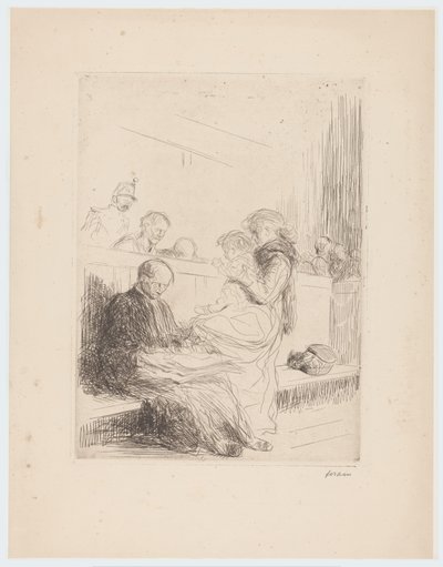 Abogado con clientes en la corte de Jean Louis Forain (signed by artist)