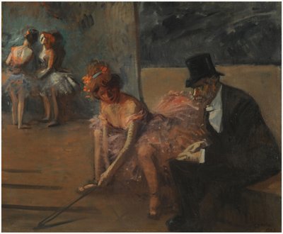 Bailarina con un Admirador detrás del Escenario de Jean Louis Forain