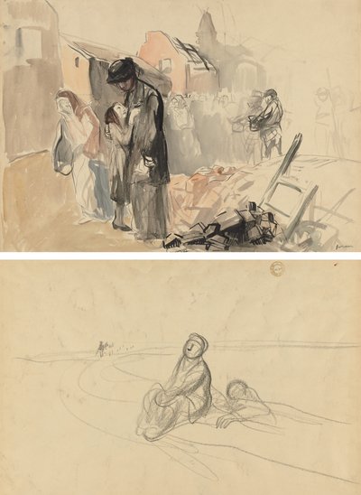Territorio reconquistado (recto) Dos figuras en un camino (verso) de Jean Louis Forain