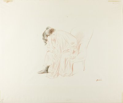 Mujer sentada, cabeza en la mano derecha de Jean Louis Forain