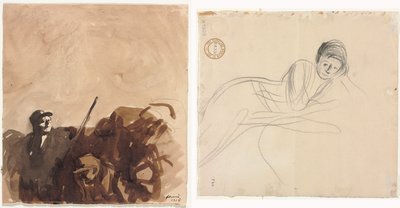 Soldado en una Trinchera (recto) Mujer Reclining (verso) de Jean Louis Forain