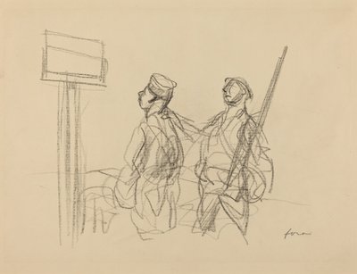 Dos soldados mirando un cartel de Jean Louis Forain