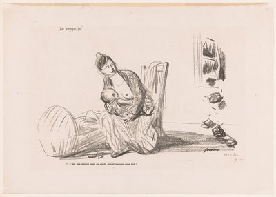 Una mujer amamanta a su hijo mientras las ventanas soplan
Le zeppelin (título en el objeto) de Jean Louis Forain