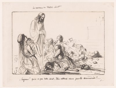 Las mujeres de la iglesia bombardeada denuncian a Cristo
Le massacre du Vendredi-Saint (título en el objeto) de Jean Louis Forain