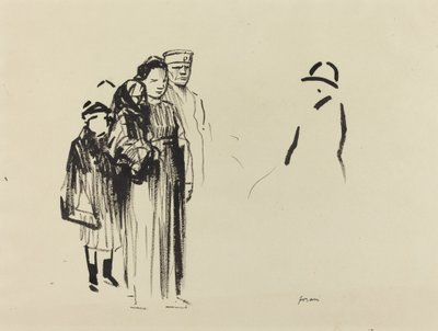 Mujer y dos niños con soldados alemanes, c. 1914-1919 de Jean Louis Forain