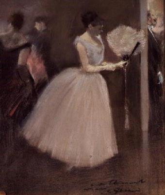 Mujer de Blanco con un Abanico de Jean Louis Forain