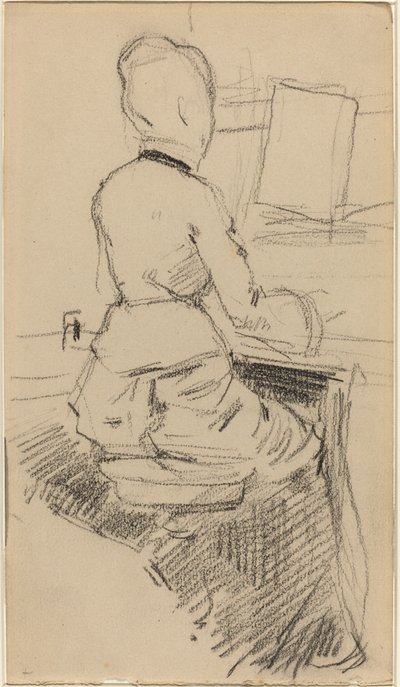 Joven mujer sentada al piano [recto], c. 1890 de Jean Louis Forain
