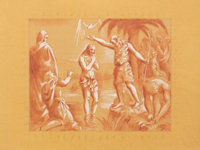 El Bautismo de Cristo (gouache y sanguina sobre papel) de Jean Louis Gampert